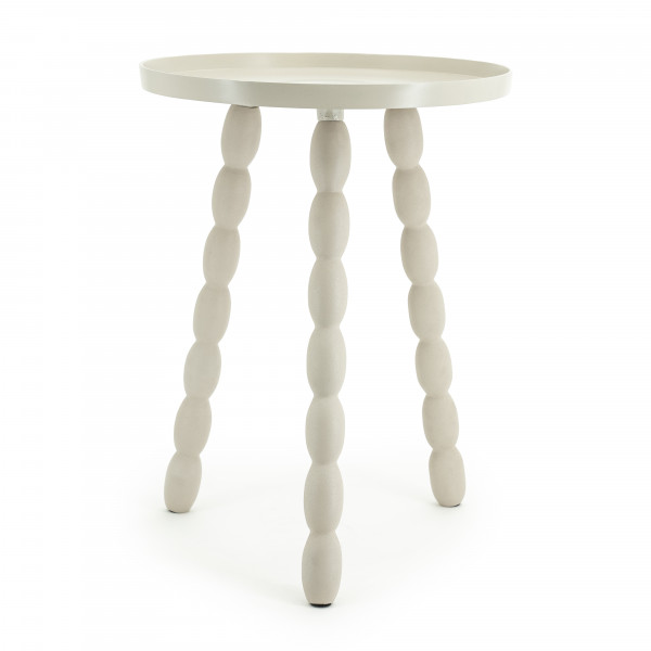 Masuta de cafea din metal Bean 35,5x48 cm alba