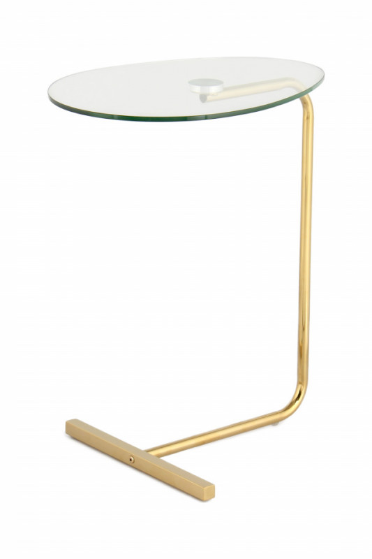 Masuta de cafea ovala din sticla Helpmate 48x35x59cm transparenta/auriu