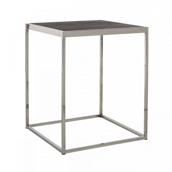 Masuta de cafea patrata din stejar si otel Blackbone 50x50x60 cm negru/argintiu