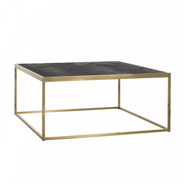 Masuta de cafea patrata din stejar si otel Blackbone 90x90x40 cm auriu/negru