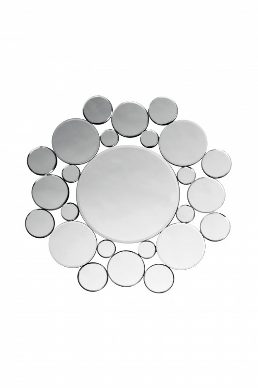 Oglinda rotunda cu rama din cercuri de sticla Sparky