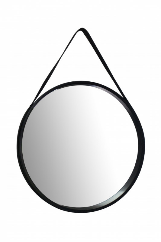 Oglinda rotunda cu rama din MDF neagra Ultima, 3,5-7,5cm (L / D) x 49,5cm (W) x 49,5cm (H)