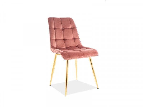 Set 4 scaune din catifea Chic roz / auriu