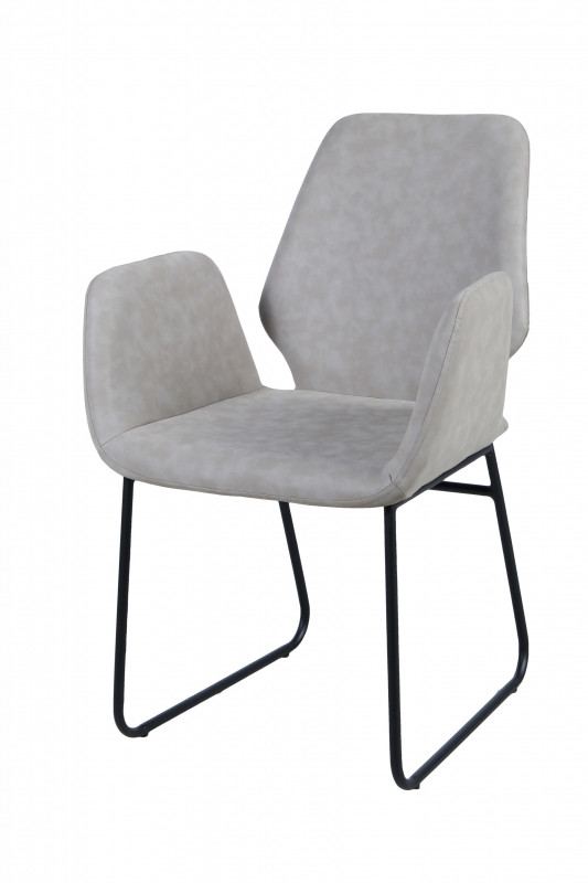 Set masa din MDF cu 4 scaune din imitatie de piele 160x90x76 cm/60x60,5x89,5 cm maro/gri deschis