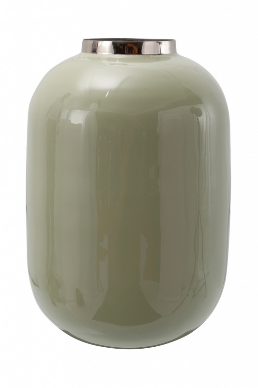 Vaza din fier Art Deco, verde / argintiu 16x16x25 cm