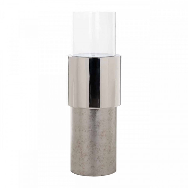 Lampa decorativa din aluminiu/sticla Orvyn argintie mica, un bec