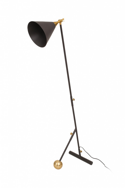 Lampadar din otel/alama/fier Celeste, negru/auriu, un bec 59x32x144 cm