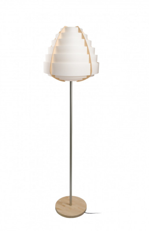 Lampadar din polipropilena/lemn Soleil 157 cm alba, un bec