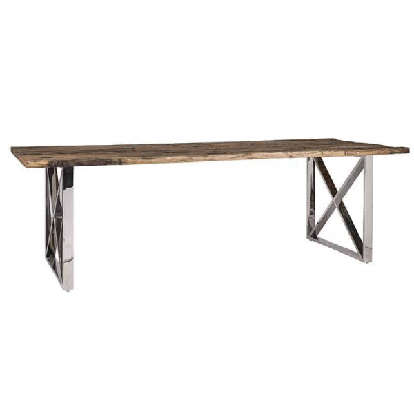 Masa dreptunghiulara cu blat din lemn de tec reciclat Kensington 75x200x100 cm