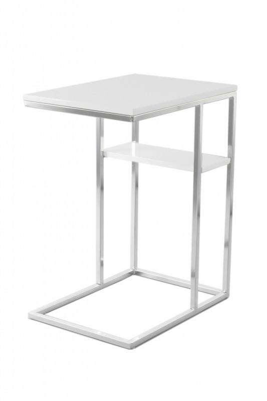 Masuta de cafea dreptunghiulara din MDF si otel 35x48x62 cm alb / auriu