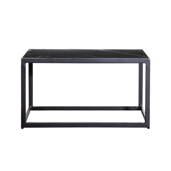 Masuta de cafea patrata din marmura si metal 70x70x38 cm neagra