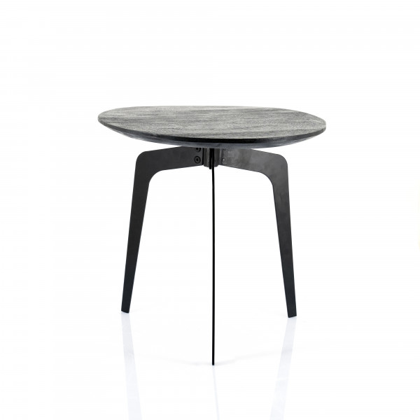 Masuta de cafea rotunda din lemn de mango Kenji 50x50x50 cm neagra