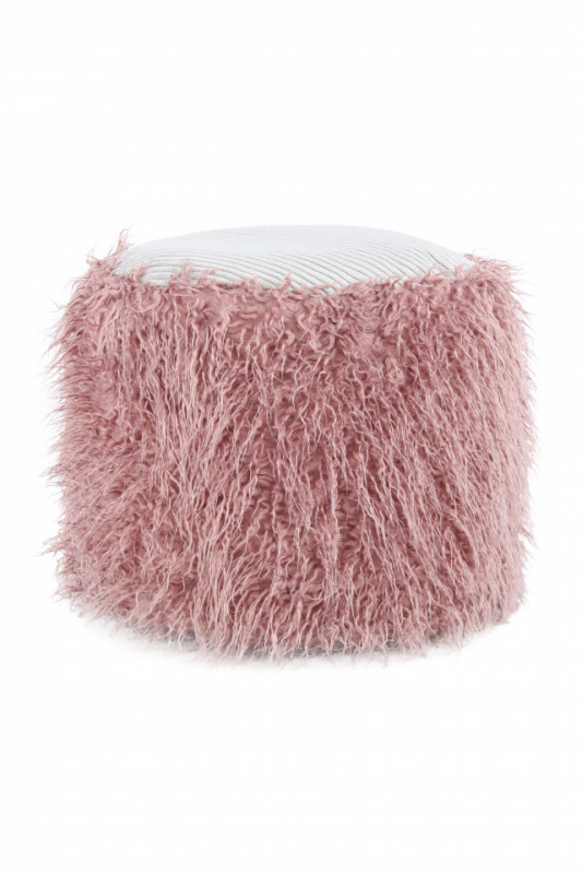 Puf tapitat Bobtail gri/roz
