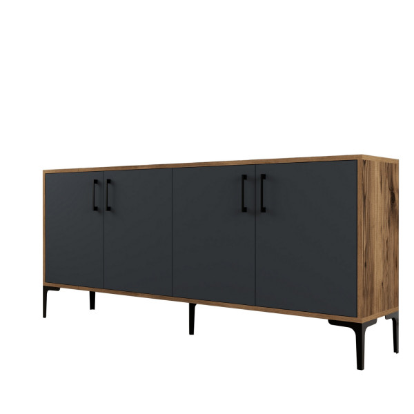 Servanta din pal melaminat Kiev nuc si antracit 180x78x35 cm