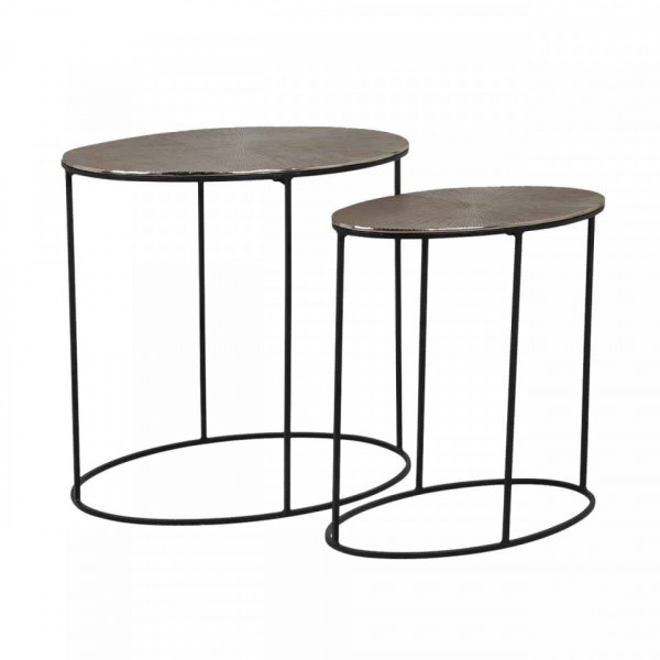 Set 2 masute de cafea ovale din metal Jude 50x53x35 cm maro