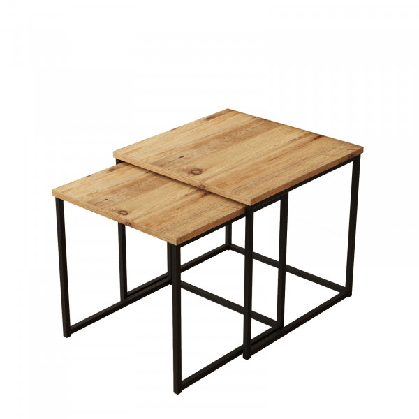 Set 2 masute de cafea patrate pin 50 cm, 45 cm