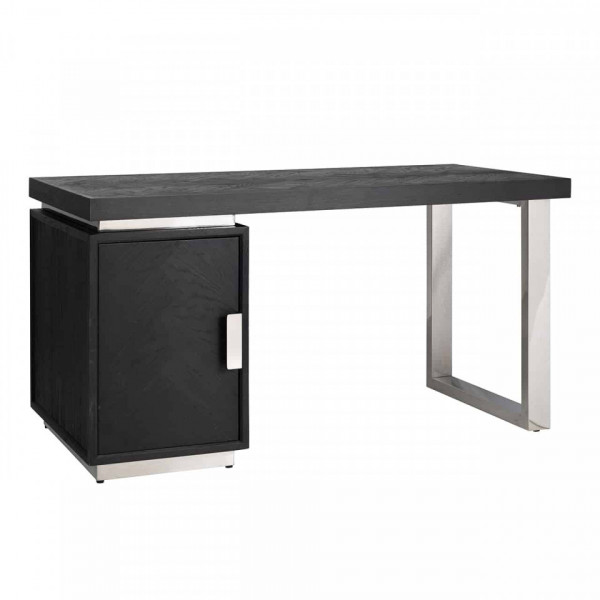 Birou din stejar cu spatiu de depozitare Blackbone 150 cm argintiu