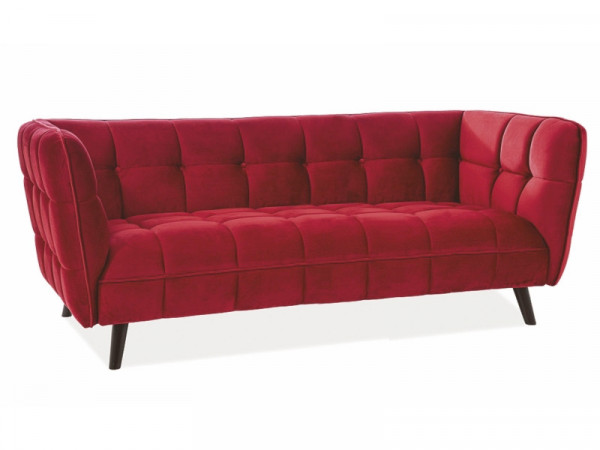 Canapea din catifea Castello rosu intens, 3 locuri