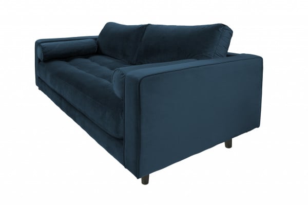 Canapea din catifea Miller, 2 locuri, albastra 100x185x84 cm