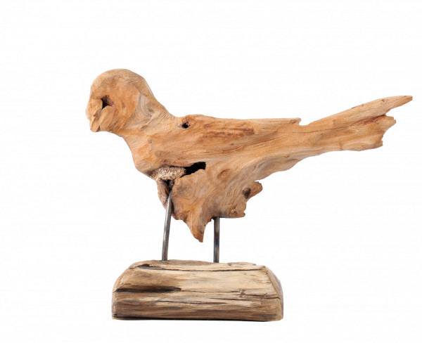 Decoratiune pasare din lemn Erid, natural