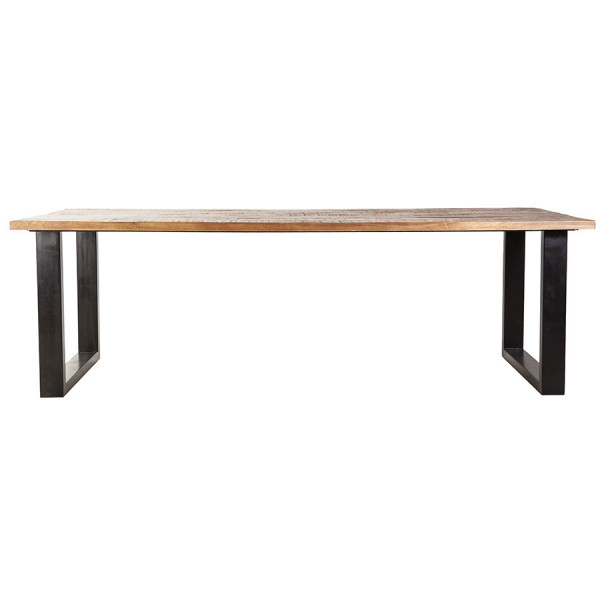 Masa dreptunghiulara cu blat din lemn de salcam 240x100x76 cm maro/negru