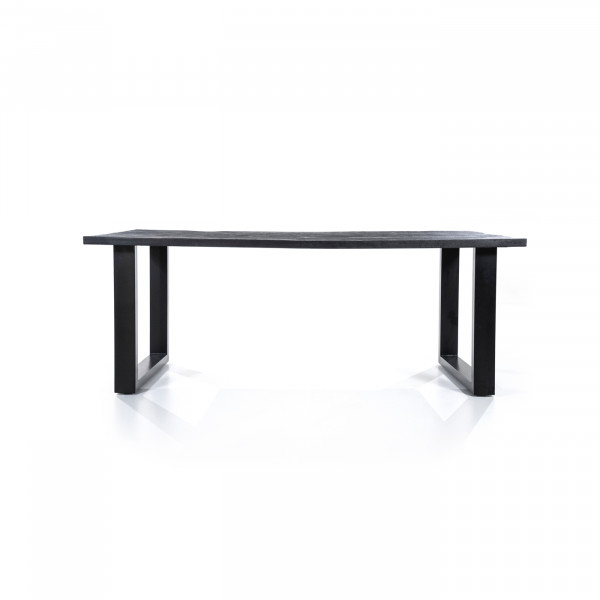 Masa dreptunghiulara cu blat din lemn de salcam negru 200x100x76 cm