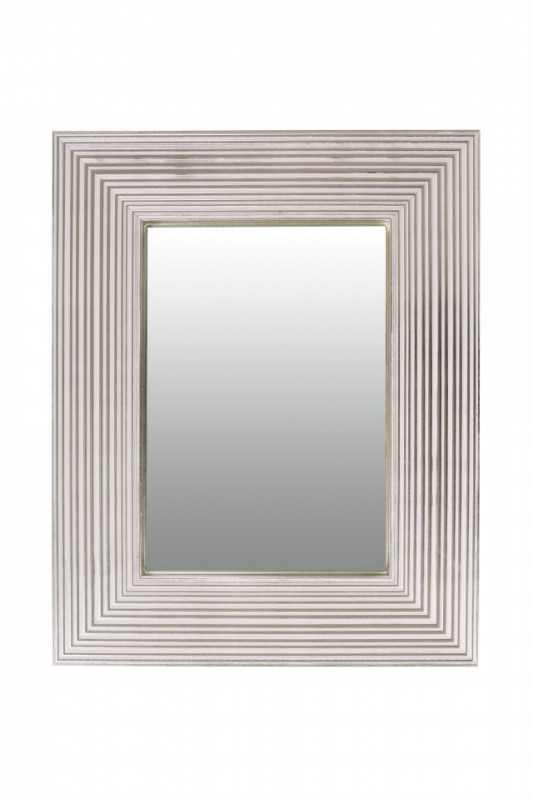 Oglinda dreptunghiulara cu rama din polistiren alba/argintie Harper, 44,8cm (L) x 35,8cm (L) x 1,8cm (H)