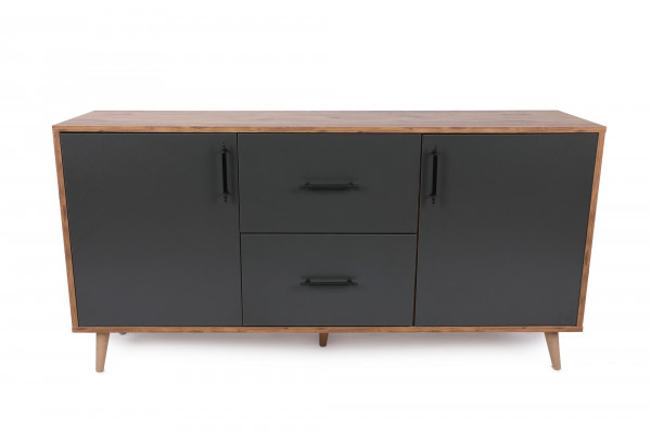 Servanta din pal melaminat Cordoban nuc si antracit 160x77x40cm