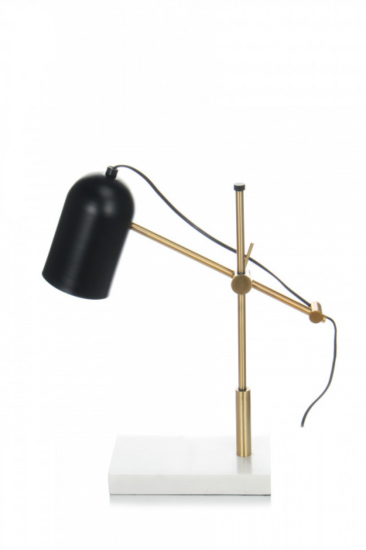 Lampa decorativa din metal/marmura Spiro neagra / aurie, un bec
