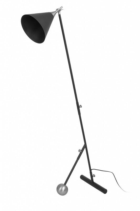 Lampadar din otel/alama/fier Celeste, negru/argintiu, un bec 59x32x144 cm