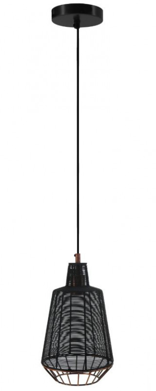 Lustra din fier galvanizat Libertas Large neagra/cupru, un bec