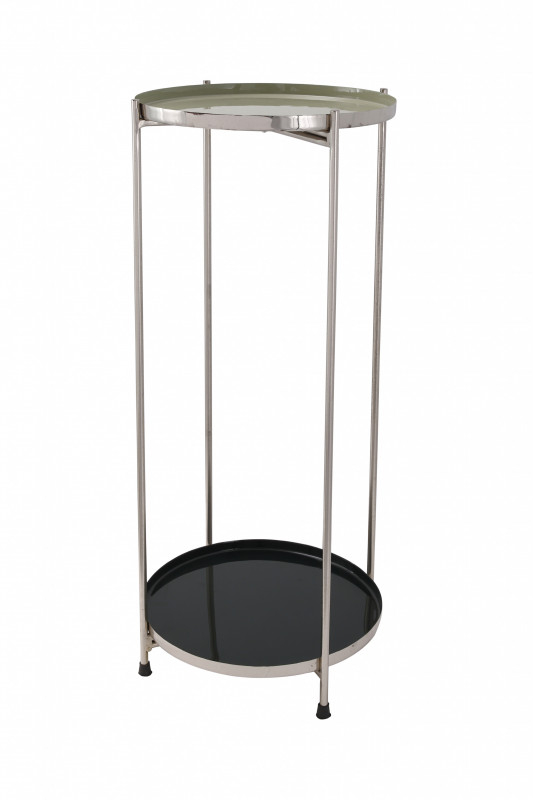 Masuta de cafea rotunda din fier 28x28x60 cm negru / argintiu