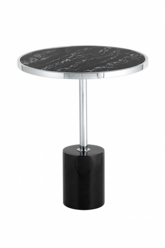 Masuta de cafea rotunda din metal si sticla 46x46x53 cm negru/argintiu