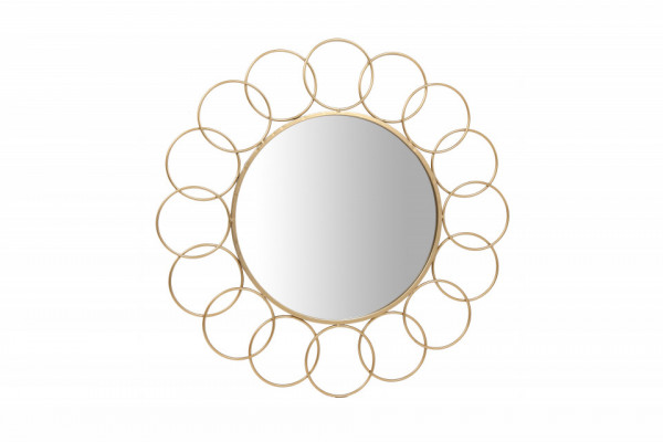 Oglinda rotunda cu rama din metal aurie Creolo, aproximativ 2cm (L / D) x 80cm (W) x 80cm (H)