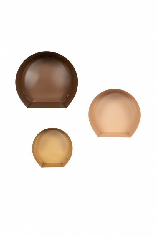 Set 3 etajere din fier 27cm / 31,5cm / 39,5cm x 26cm / 30cm / 37,5 cm maro/ auriu
