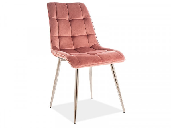 Set 4 scaune din catifea Chic roz/crom