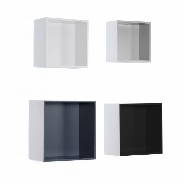 Set de patru etajere Quadro Multi 21-29 x 21-29 cm alb/negru