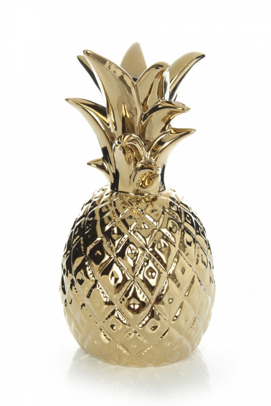 Suport lumanare din metal Pineapple. auriu