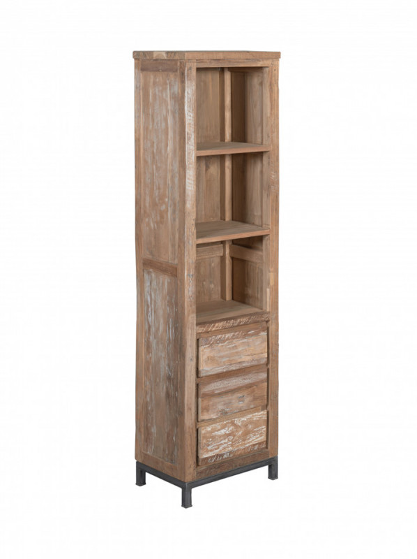 Biblioteca din tec reciclat 50x180 cm
