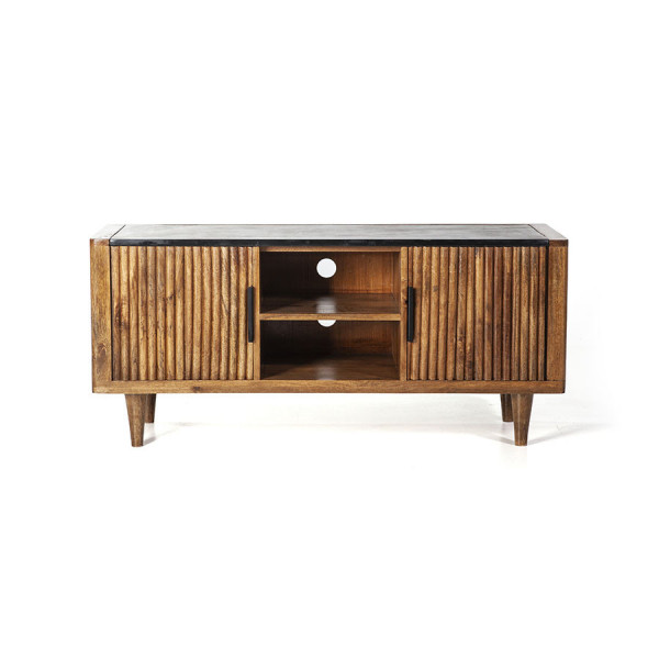 Comoda Tv din mango si marmura Carter 125 cm
