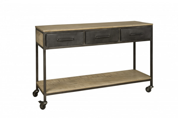 Consola din lemn si metal cu spatiu de depozitare 148x46x94 cm