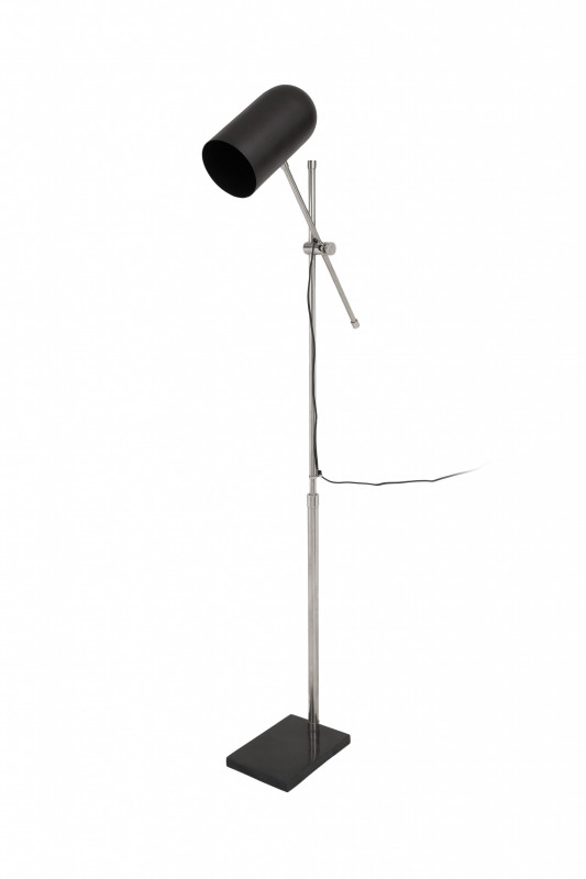 Lampadar din fier/alama/marmura Celeste, negru/argintiu, un bec