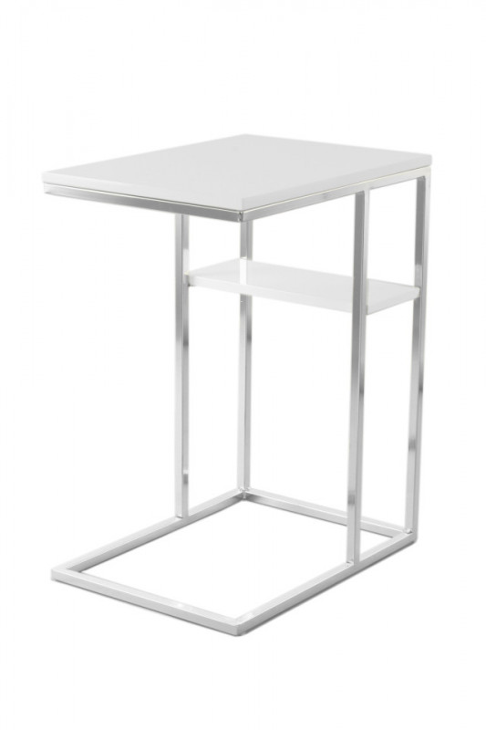 Masuta de cafea dreptunghiulara din metal cu spatiu de depozitare Lucilla 48x35x60 cm alb/argintiu
