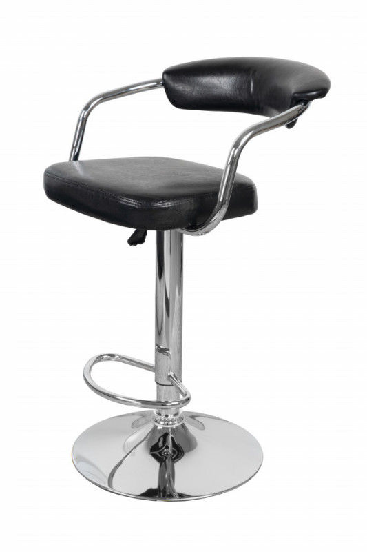 Set 2 scaune de bar rotative din piele sintetică Midnight negre