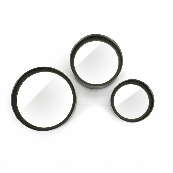 Set 3 oglinzi rotunde cu rama neagra 25,5x7 cm / 21x10 cm / 17x10 cm