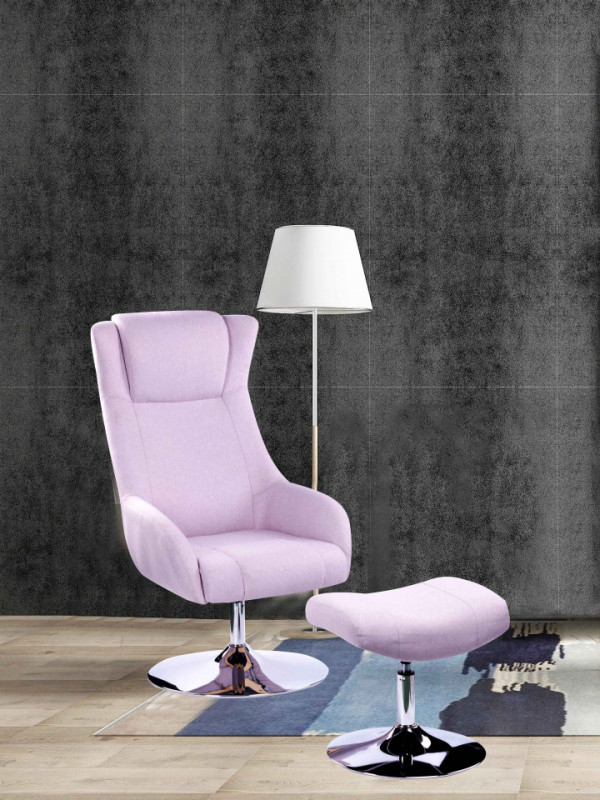 Set fotoliu cu taburet tapițat Sit&Chairs roz