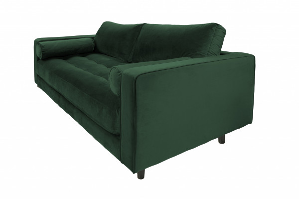 Canapea din catifea Miller, 2 locuri, verde 100x185x84 cm