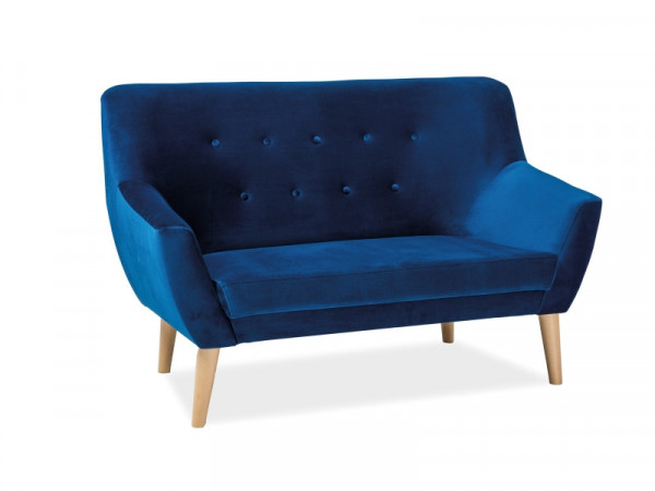 Canapea din catifea Nordic albastra, 2 locuri