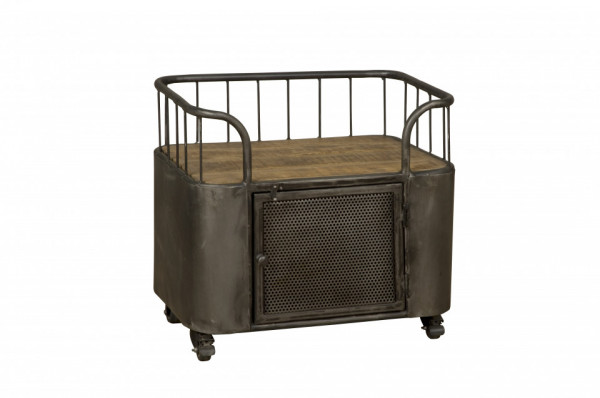 Carucior pentru servire din lemn de mango, 60x40x58 cm, negru/natural