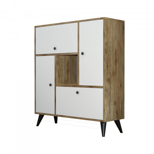 Dulapior din pal melaminat Hercule nuc si alb 105x120x35 cm